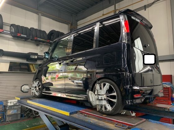 車高調MK21SスズキパレットSWのホイールアライメント パレットSW スズキ